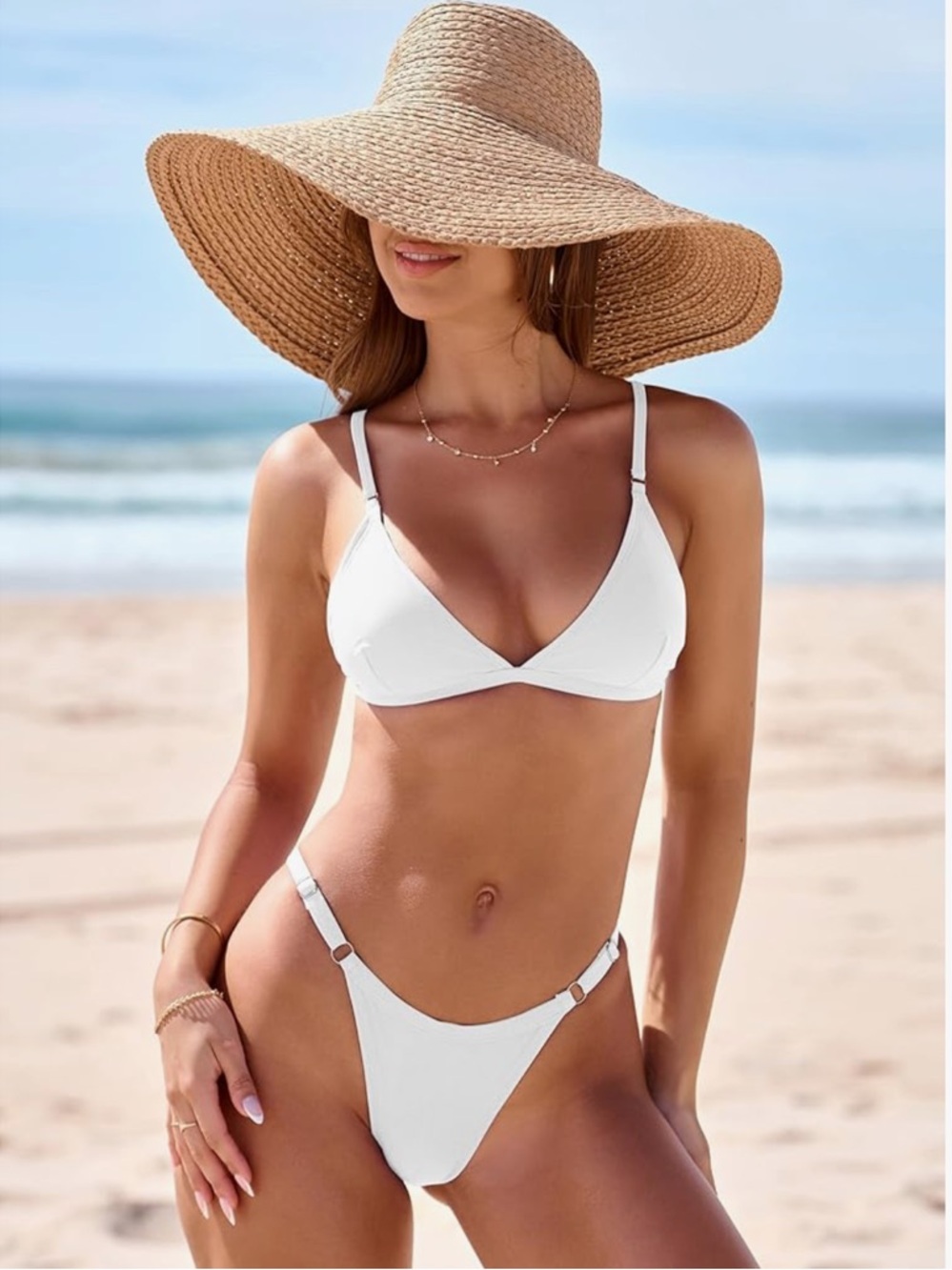 SWIMLANCE White Bikini Set for Women Sz L Two Piece